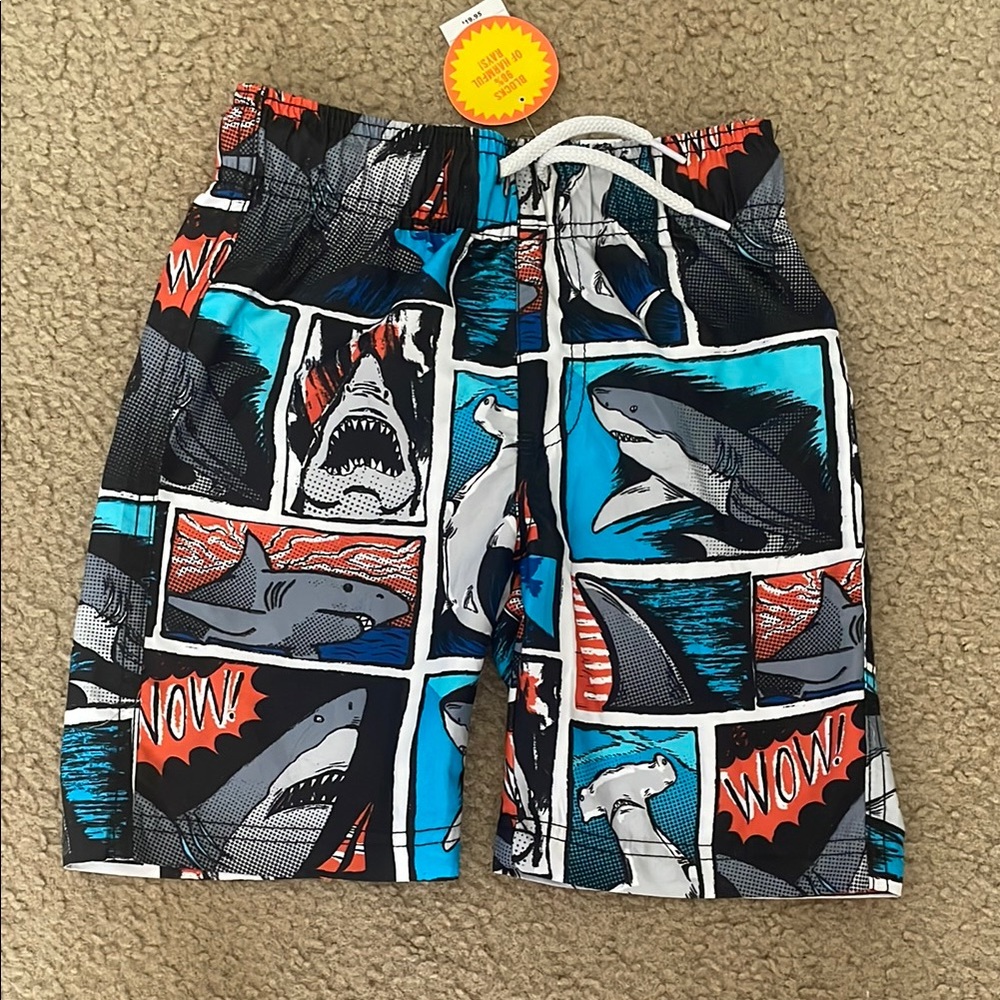Boy’s Shark Comic Swim Shorts
